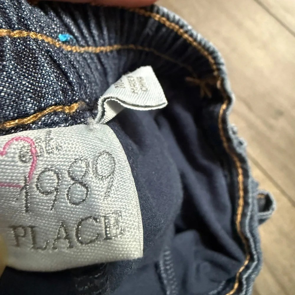 The Children's Place Girls Denim Pleated Skort Rosette Dark Wash 12 Months